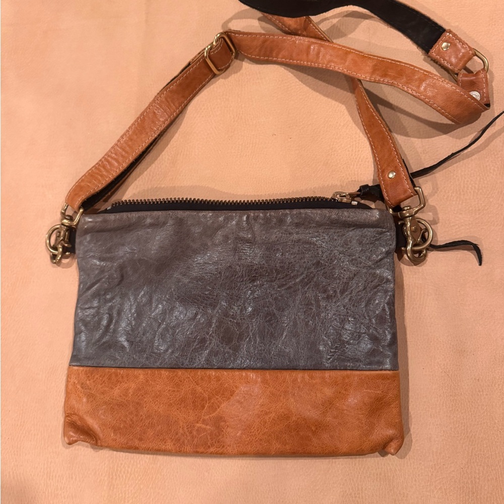 Two-Tone Leather Crossbody Bag